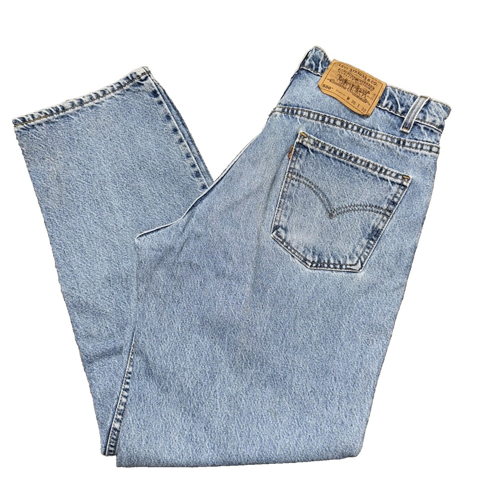 Levis 550 Relaxed Fit Orange Tab Denim Jeans Men's Size 36x30 USA Made Vintage